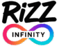 Rizz Infinity funny logo with colorful infinity design and humor branding