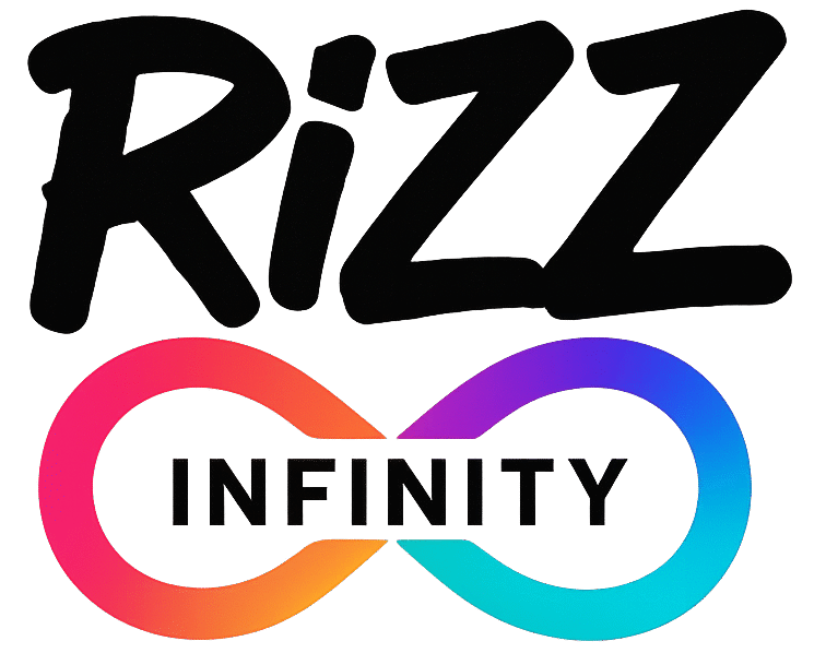 Rizz Infinity funny logo with colorful infinity design and humor branding