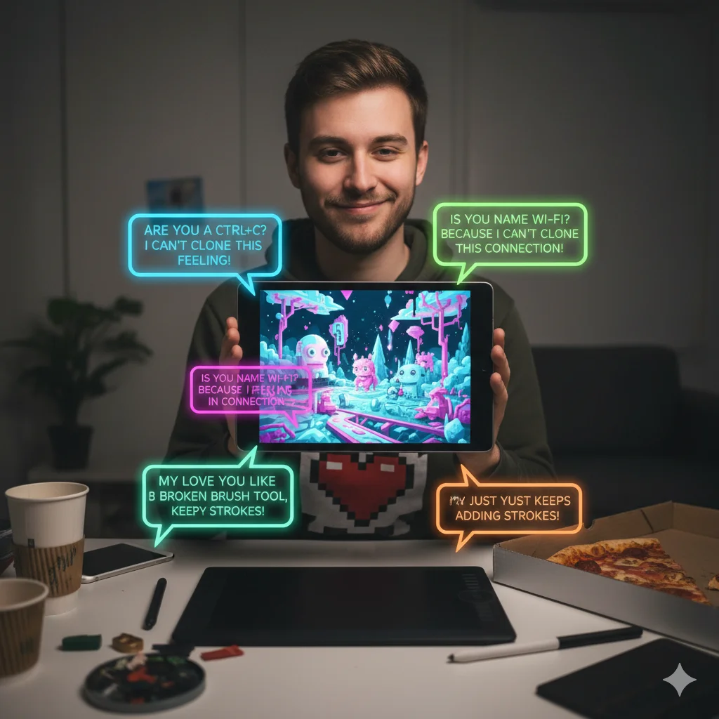 digital art rizz lines funny